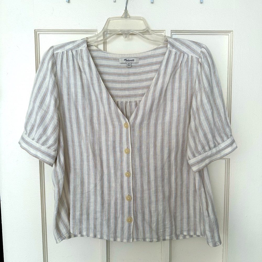 Madewell Linen-Blend Plaza Button-Front Shirt